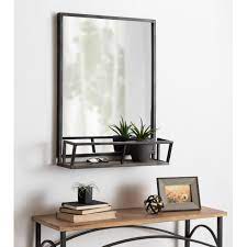 Mirror wall mirror round metal industrial black silver modern vintage not support tv shopping restaurants traditional contemporary. Kate And Laurel Jackson Rustic Black Metal Organizer Mirror With Shelf 22x29 Overstock 13109175