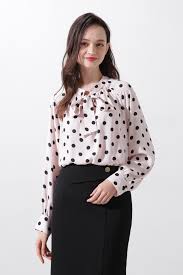 新品】ピンキー&ダイアン シアードットブラウス インナー付き ピンク 38 WEB限定商品] ドットプリント