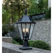 Lutec Post Lighting Solar Powered Outdoor Clear Glass Cast Aluminum Black 3 Bulb For Sale Online