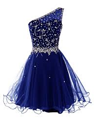 Dresstells Women S One Shoulder Prom Dresses Homecoming Dress With Beads At Amazon Wo Blue Homecoming Dresses Homecoming Dresses Short One Shoulder Prom Dress