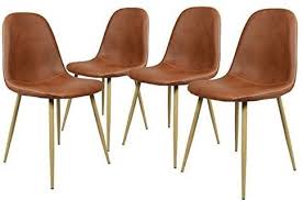 Amazon Com Greenforest Dining Chairs Set Of 4 Washable Pu Cushion Seat Chair With Metal Legs For Kitchen D In 2020 Eames Dining Chair Dining Chairs Dining Chair Set