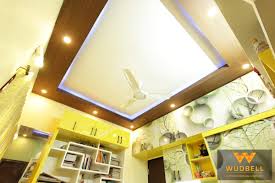 With the help of pop design, you can create an original design of the ceiling in the bedroom. Kids Bedroom Veneer False Ceiling Design Wudbell