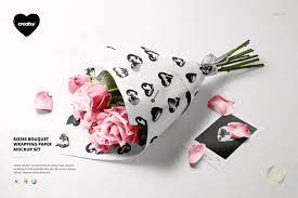 Download Roses Bouquet Wrapping Paper Mockup Creative Photoshop Templates Creative Market