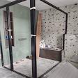 BLACK SLIM PROFILE ALUMINIUM GLASS PARTITION SHOWER CUBICL