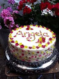 Birthday Cake Images With Name Angel Birthday Cake With Name In Small Flowers I Made This For My Sisters 50 Th Birthday Its A 50th Birthday Cake Birthday Cake With Flowers Christmas Birthday Cake