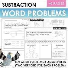 The activities focus on addition and subtraction to/from ten. First Grade Subtraction Word Problems 1 Oa 1 Markers Minions