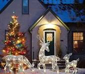 Lighted Reindeer Christmas Decorations for Indoor/Outdoor, Christmas Deer,  Moving Reindeer Outdoor, 3D Christmas Reindeer Family Set