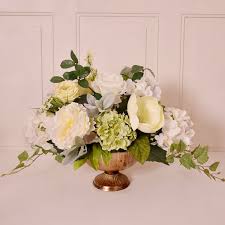 High quality silk flower type : Floral Home Decor Elegant Green And White Rose And Hydrangea Silk Floral Design Wayfair