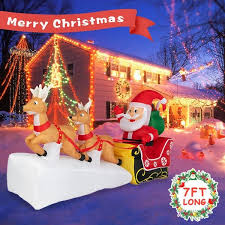 Diamond painting santa claus diamond mosaic christmas diamond embroidery winter 5d diy full square cross stitch home decor we. Kinbor 7ft Lighted Christmas Inflatable Santa Claus On Sleigh W Two Flying Reindeer Gift Outdoor Blow Up Holiday Decoration Overstock 29714393