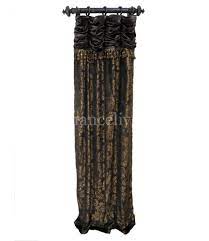 Layered black and gold with tassel trim and tassel tiebacks. Luxury Curtain Panel Dark Chocolate Velvet Style 14 Reilly Chance Collection