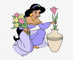 You can see her with her boyfriend, aladdin riding the royal horse or getting on the flying carpet. Jasmine Arranging Flowers Princess Jasmine Coloring Pages Clipart Full Size Clipart 4159549 Pinclipart
