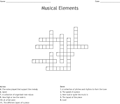 Elementsof'music' melody, harmony, rhythm, and form and the expressive elements of dynamics, tempo, and timbre (tone color). Musical Elements Crossword Wordmint