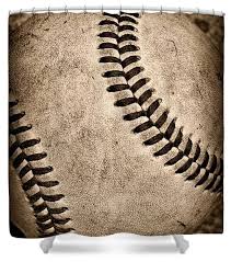Old And Worn Baseball Shower Curtain Baseball Shower Curtains Baseball Bathroom Sports Bathroom