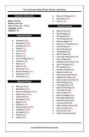 the ultimate bible cheat sheets matthew