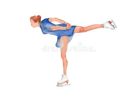 The skater rotates on the part of the blade just behind the , with the weight on the ball of the foot. Young Girl Figure Skater In A Blue Dress In The Landing Position On A White Background Stock Illustration Illustration Of Rink Female 131288914