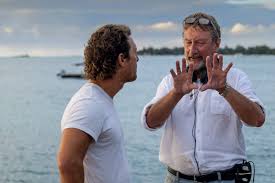 Director Steven Knight Going Through A Scene With Matthew Mcconaughey On The Set Of Serenity Shot Last Year In Mau Steven Knight Film Movie Matthew Mcconaughey