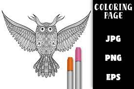 The idea behind  just color! Coloring Page Owl With Spread Wings Png