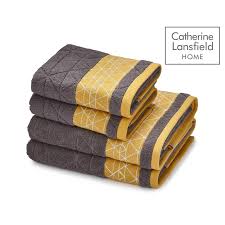 Those that have several things to keep and store in the bathroom know that storage is an issue, especially when you barely have room for your necessities. Catherine Lansfield Linear Diamond Towels Ochre Grey Cotton Bathroom Towel Sets Ebay