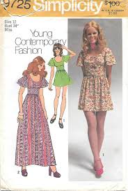 1970s Simplicity 9725 Flutter Sleeve Mini Dress Vintage Sewing Pattern Bust 34 In 2020 Mini Dress With Sleeves Young Contemporary Fashion Vintage Maxi Dress