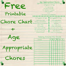 Free Printable Chore Chart Age Appropriate Chores