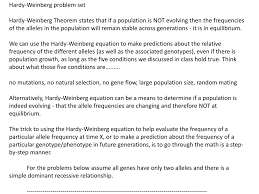 Some basics and approaches to solving problems. Hardy Weinberg Problem Set Hardy Weinberg Course
