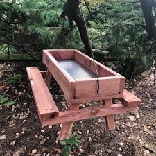 Picnic Table Bird Feeder Hand Made From Cedar Wood Free Shipping In 2020 Rustic Bird Feeders Wood Bird Feeder Wooden Bird Feeders