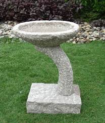 Stone Bird Bath Bowl Only Oval Bowl Bird Bath With An Arch Base Hand Carved From Natural Silver Grey Granite More On Www Mvstone Ie Stone Bird Baths Bird Bath Front Garden