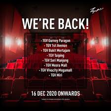 Tgv cinemas is to be on a rebranding exercise spree, launching their new concept first at tgv au2, followed by tgv dpulze and also the other upcoming cinemas. Gsc Tgv And Mbo Cinema Will Reopen On 16 Dec On Selected Branch Only Everydayonsales Com News