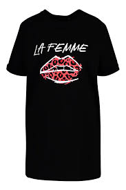 La Femme Lips T Shirt Dress Boohoo