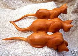 Carved Wooden Cat Wooden Cat Wooden Art Carving