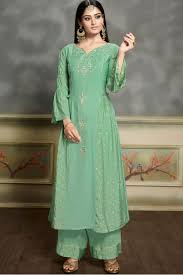 Women pakistani designer dupatta salwar kameez beautiful embroidery kurta kurtitop rated seller. Silk Embroidery Kurta Set In Light Green Colour