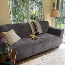 Niceec sofa slipcover grey sofa cover 1 piece easy fitted sofa couch cover universal high stretch durable furniture protector with skirt country style (3 seater gray) 4.2 out of 5 stars 2,519. Amazon Com Rhf Velvet Sofa Slipcover Stretch Couch Covers For 3 Cushion Couch Couch Covers For Sofa Sofa Covers For Living Room Couch Covers For Dogs Sofa Slipcover Couch Slipcover Dark Grey Sofa Kitchen Dining