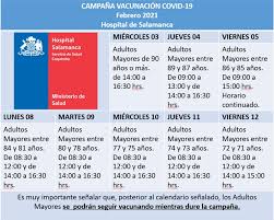 Con la inmunidad de rebaño como finalidad, el personal de salud a lo largo. Hospital De Salamanca Da A Conocer Calendario De Vacunacion Covid Para Adultos Mayores En El Radio Urbano El Diario De Salamanca
