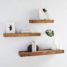 Rustic shelves handcrafted using solid wood & inverted industrial metal shelf brackets | 22cm depth x 5cm thick kitchen shelves. Reclaimed Wood Floating Shelf West Elm United Kingdom