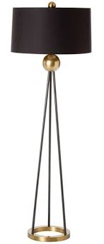 Arteriors Hadley Floor Lamp In Black And Gold With A Circular Base And A Round Lampshade Luminaria De Pe Luminaria De Chao Candeeiros