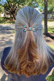 Best Hair Accessories For Gray Hair Long Gray Hair Down Hairstyles Half Up Half Down Hair