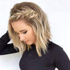 Dutch Crown Braid Short Hairstyle Braids For Short Hair Short Hair Styles Medium Length Hair Styles