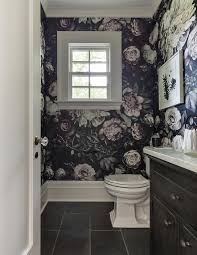 Use this guide to the hottest 2021 kitchen flooring trends and find stylish kitchen flooring ideas. Black Powder Room Vanity With Rose Print Wallpaper Transitional Bathroom