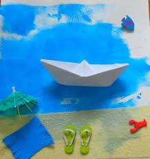 Collage D Ete Plage Mer Bateau La Maison Feerique Activite Manuelle Plage Activite Manuelle Mer Activite Manuelle Peinture