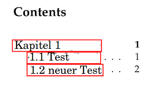 Einrahmen Von Elementen Des Tocs Latex Forum