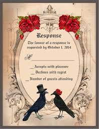 Halloween Wedding Invitation Goth Wedding Invite Crow Etsy Victorian Wedding Invitations Halloween Wedding Halloween Wedding Invitations