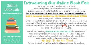 Dates/times/place put your nose in a book! Online Book Fair Activities Canyon Crest Elementary School