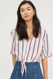 Black And White Striped Blouse H M Bluzka Z Wiazaniem U Dolu Bialy Paski Ona H M Pl Hem Blouse Blouse Models Fashion