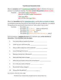 Worksheets, lesson plans, activities, etc. Transitive And Intransitive Verbs