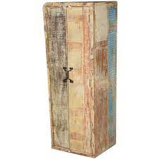 Wood tall storage cabinet with door distressed white rustic. Almena Rustic Distressed Solid Mango Wood Narrow Tall Linen Cabinet