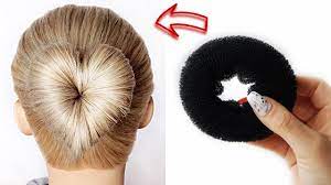 How to make Heart Hair Bun using a hair donut ||Heart bun hairstyles ||  (Valentine's Day) - YouTube