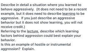 Which Of The Following Is An Example Of Instrumental Aggression