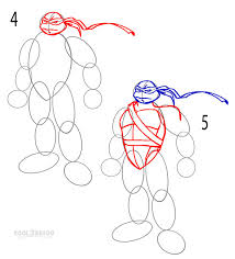 How To Draw A Ninja Turtle Step By Step Pictures Draw the base for the body, hands and legs and draw the circle for the face. how to draw a ninja turtle step by