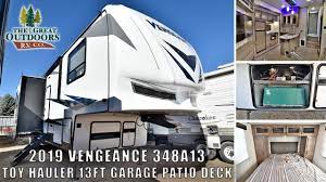 Toy hauler with 13 ft garage. New 2019 Vengeance 348a13 13 Ft Garage Toy Hauler Fifth Wheel Generator Colorado Rv Dealer Youtube