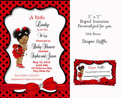African American Ladybug Baby Shower Invitation African American Baby Girl Lady Bug Lady Bug Red Black Digital Personalized Ladybug Baby Shower Invitations Ladybug Baby Shower Baby Ladybug